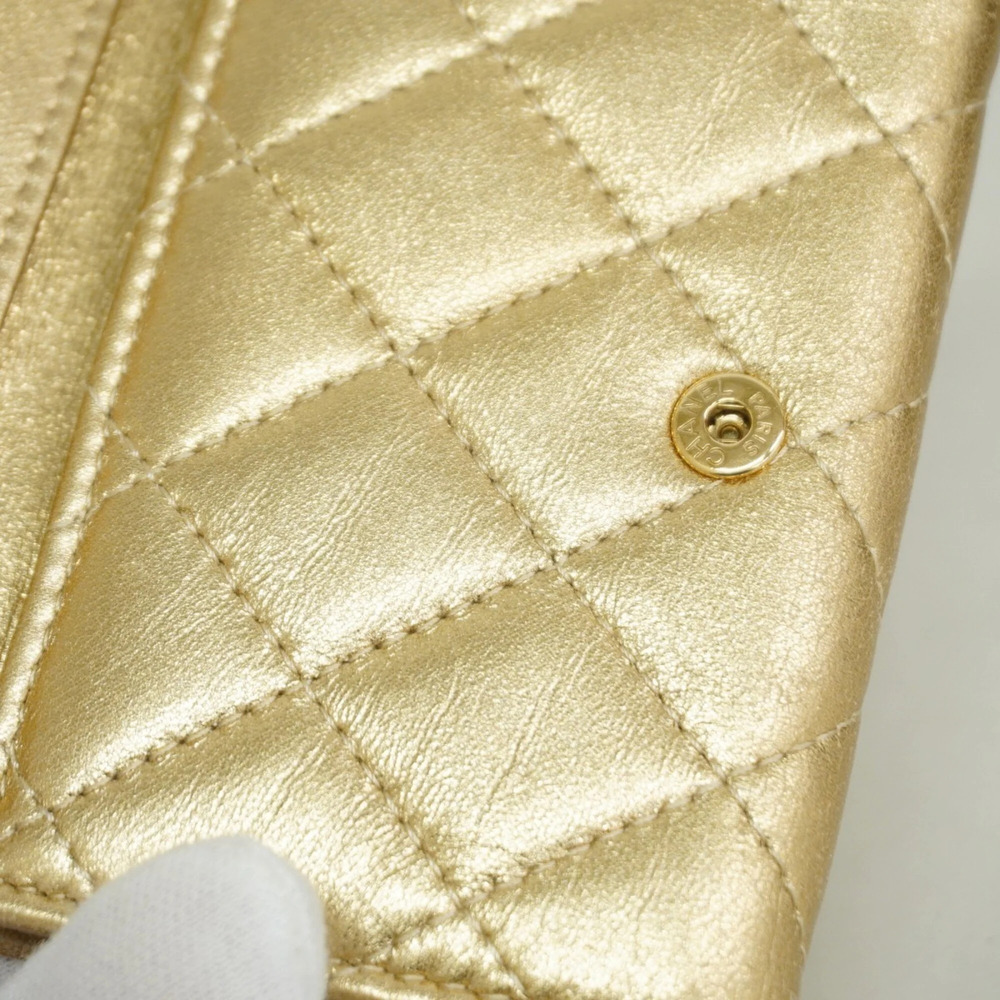 CHANEL Gold Lambskin Leather Wallet - Picture 9 of 11